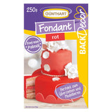 Günthart BackDecor 250 grüner Fondant, 100 % vegan, frei von Palmöl, reißfest, zum Überziehen von Kuchen und Gebäck, geeignet zum Modellieren, 1 Packung (1 x 250 g), Naty Shop Zuckerpaste 250 g (1 Packung), rot