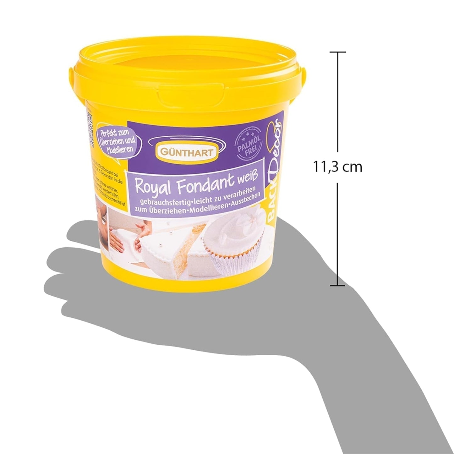 Günthart BackDecor 800 g weißer Fondant. Weißer Dekotisch zum Beschichten, Zuckerguss von Kuchen oder Modellieren, palmölfrei, gebrauchsfertig und einfach zu verarbeiten mit Naty Shop Zuckerpaste