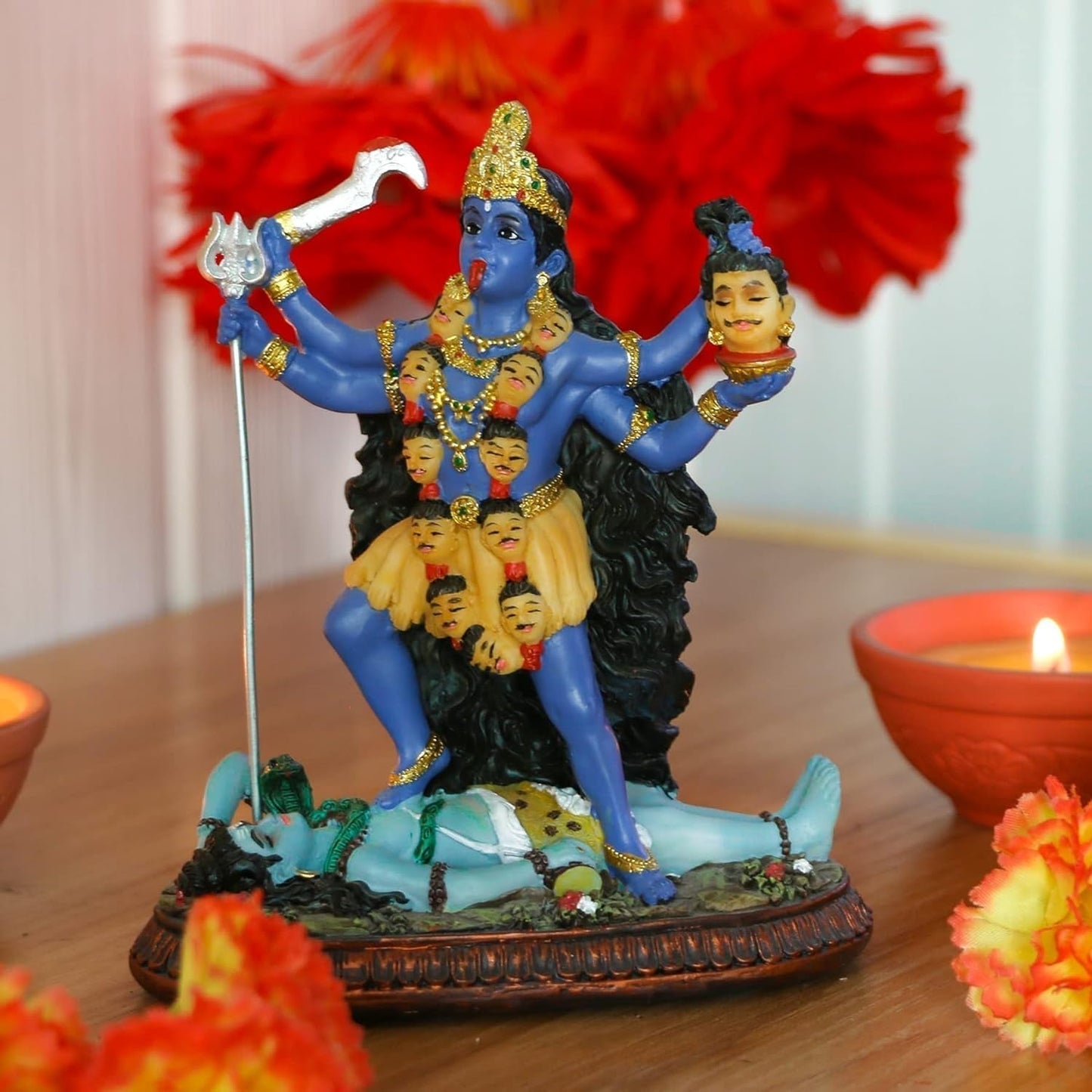 Hindu-Gott Kali Ma Statue, indische Göttin Kali Bhavatarini Zerstörer-Statue, dekorative Hindu-Göttin der Zeit und des Todes, Figur Murti Diwali Pooja, Geschenke, Zuhause, Büro, Tempel, Mandir, Altar, Puja-Artikel, Statuetten und Skulpturen, Naty Shop