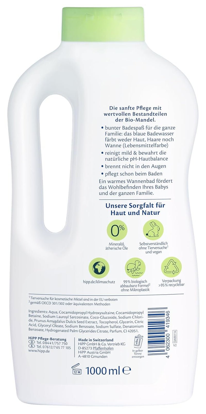 HiPP Baby Sanftes Familienbad, 1000 ml Kinder - Bade- und Hautpflege Naty Shop