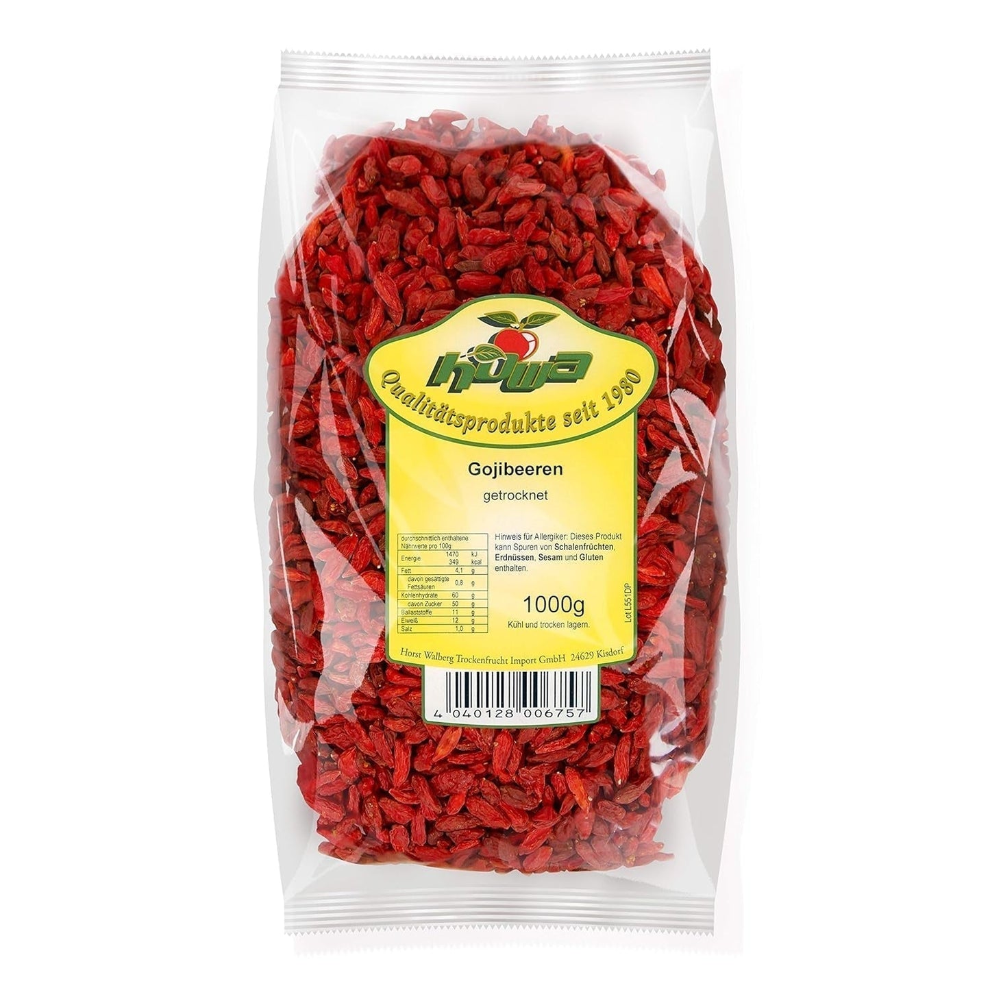 Howa Premium Goji Beeren 1 KG trocken – unbehandelt, naturbelassen – Superfood aus Asien – ideal zum Kochen, Backen oder als gesunder Snack – Goji Beeren 1000 g Dehydrierte Produkte Naty Shop Standardtitel