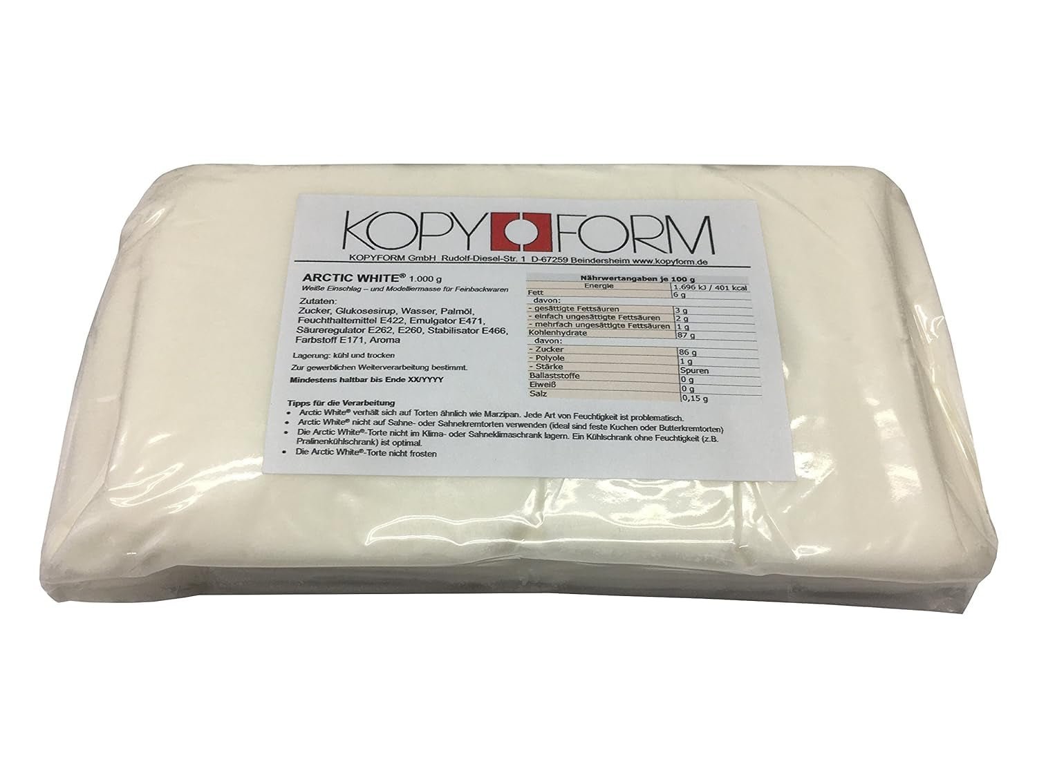 KOPYFORM Arctic White® Fondantrolle 6 kg, weiß Zuckerpaste Naty Shop Standardtitel