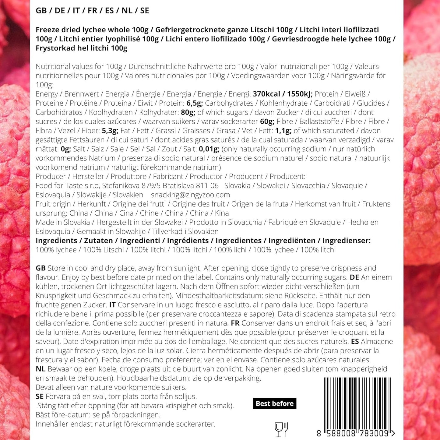Gefriergetrocknete Litschi | 100 % Litschi getrocknete gefriergetrocknete Früchte | natürlich getrocknet, vegan, glutenfrei | Kein Litschisaft, Litschisirup | Gefriergetrocknete Früchte tropische Litschi | ZingyZoo Dehydrierte Produkte Naty Shop