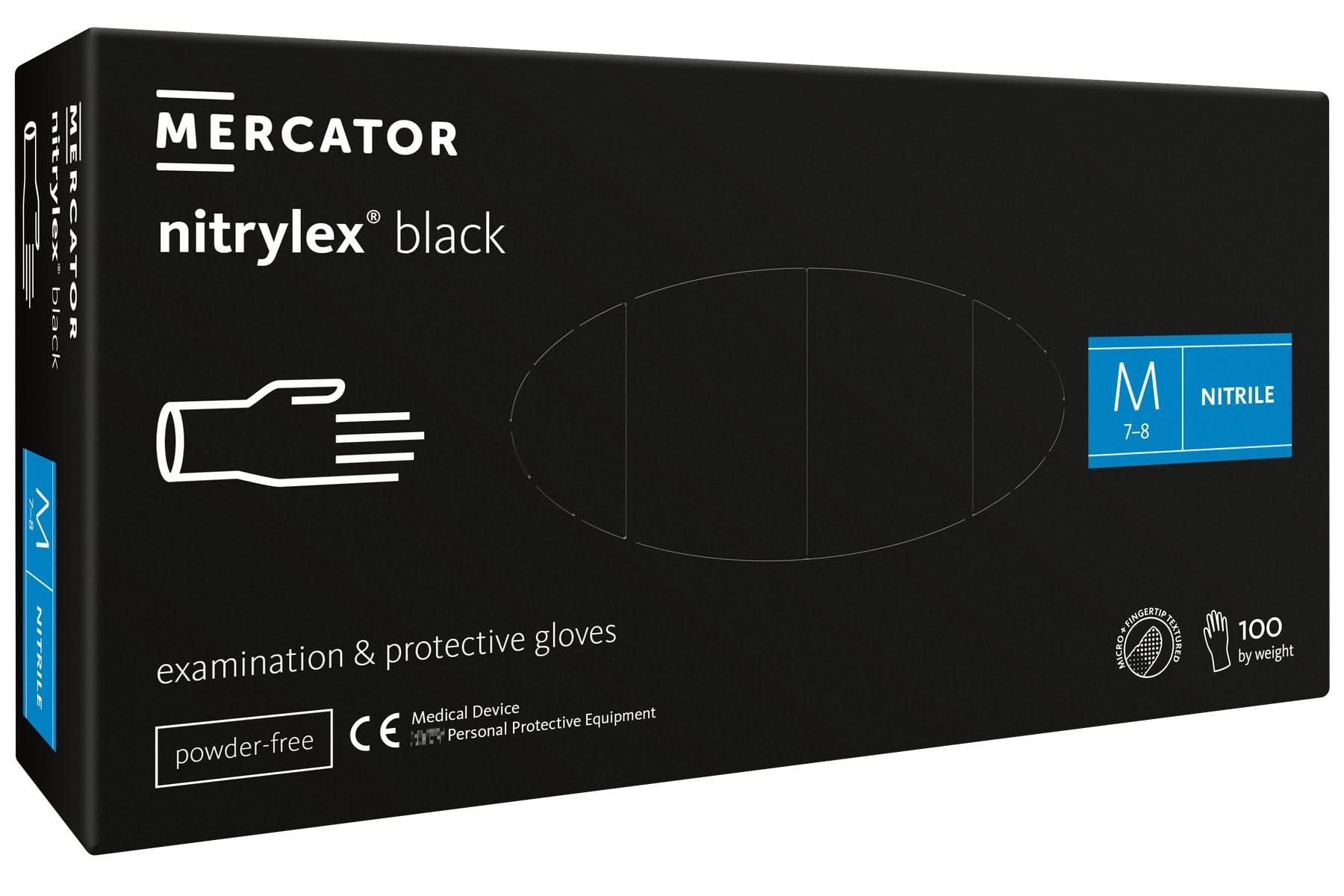 Nitrilex schwarze puderfreie Nitrilhandschuhe 100 Stück, Größe M Nati Shop
