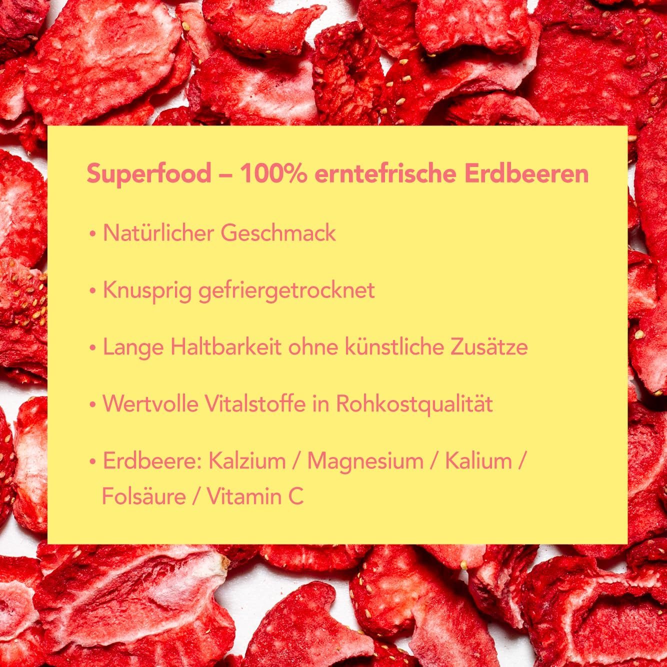 Mono gefriergetrocknete Chips – 300g Erdbeerchips aus 100 % natürlichen Erdbeeren – getrocknete tropische Früchte – getrocknete Erdbeerfrüchte – Snack für Müsli und Desserts – Erdbeerchips Dehydrierte Produkte Naty Shop