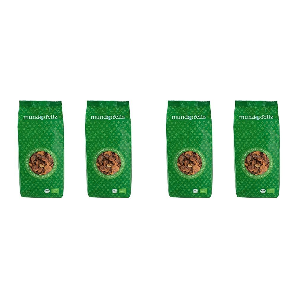 Mundo Feliz Bio-Getrocknete Aprikosen mit Steinen, 2 x 500 g, dehydrierte Produkte, My Store, 500 g (4er-Pack)