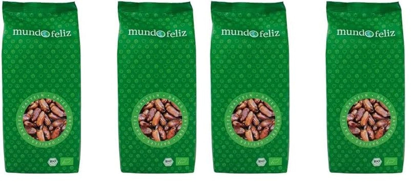 Mundo Feliz Bio-Getrocknete Datteln mit Steinen 2 x 500 g Naty Shop Dehydrierte Produkte 500 g (4er-Pack) Daten