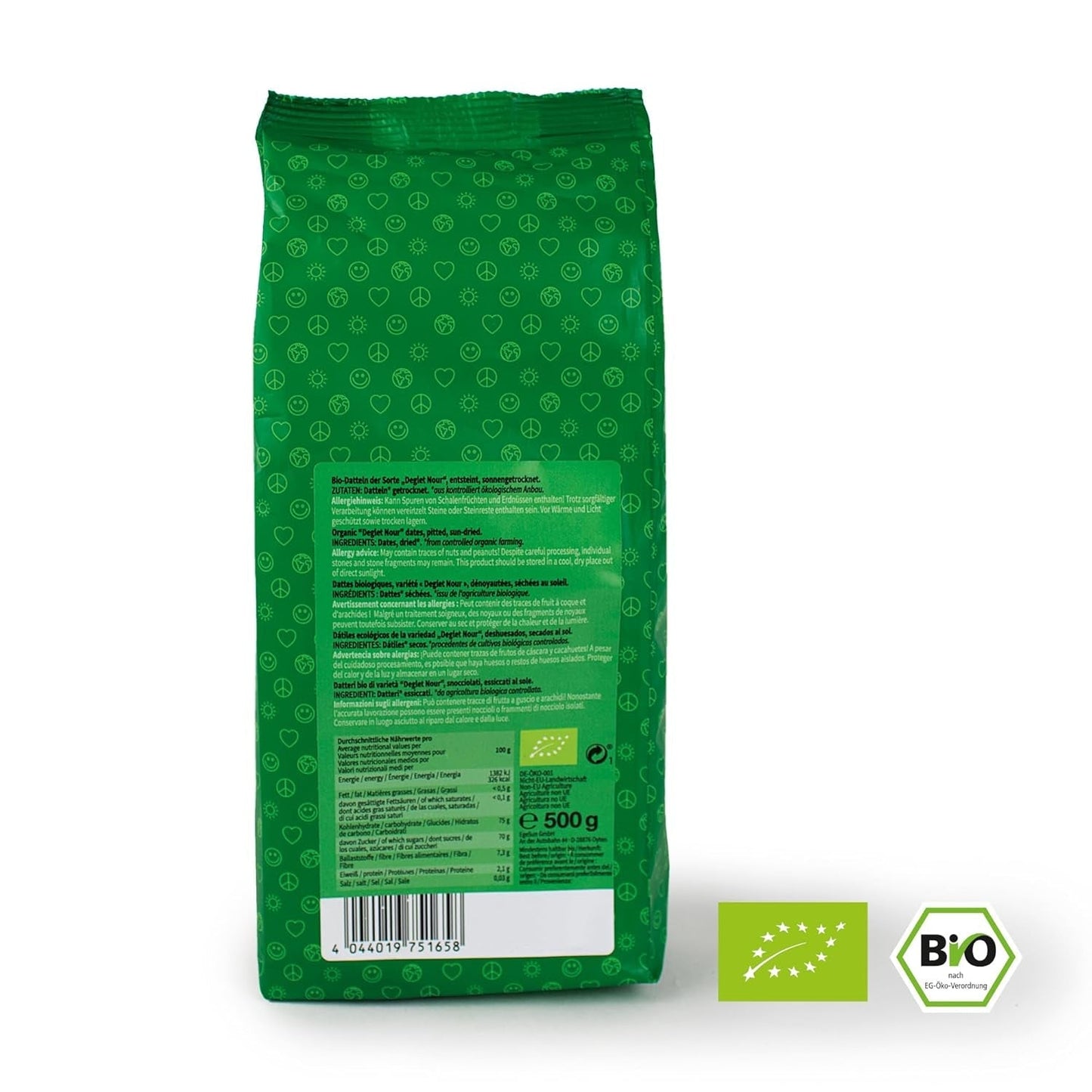 Mundo Feliz Getrocknete Datteln mit Samen aus biologischem Anbau, 2 x 500 g Dehydrierte Produkte Naty Shop