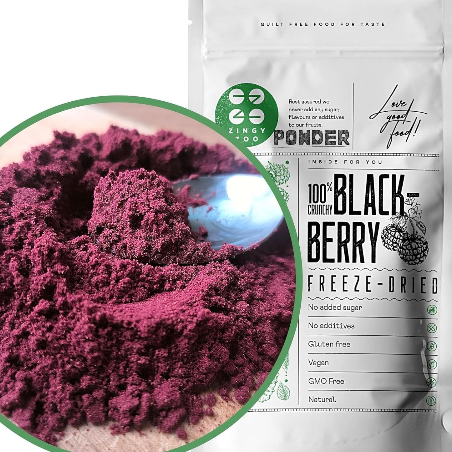 Gefriergetrocknete Brombeeren in Pulverform | 100 % gefriergetrocknetes Fruchtpulver. Natürliche Trockenfrüchte ohne Zusatzstoffe | Fruchtpulver Gefriergetrocknete Früchte Brombeerpulver Dehydrierte Produkte Naty Shop 100G