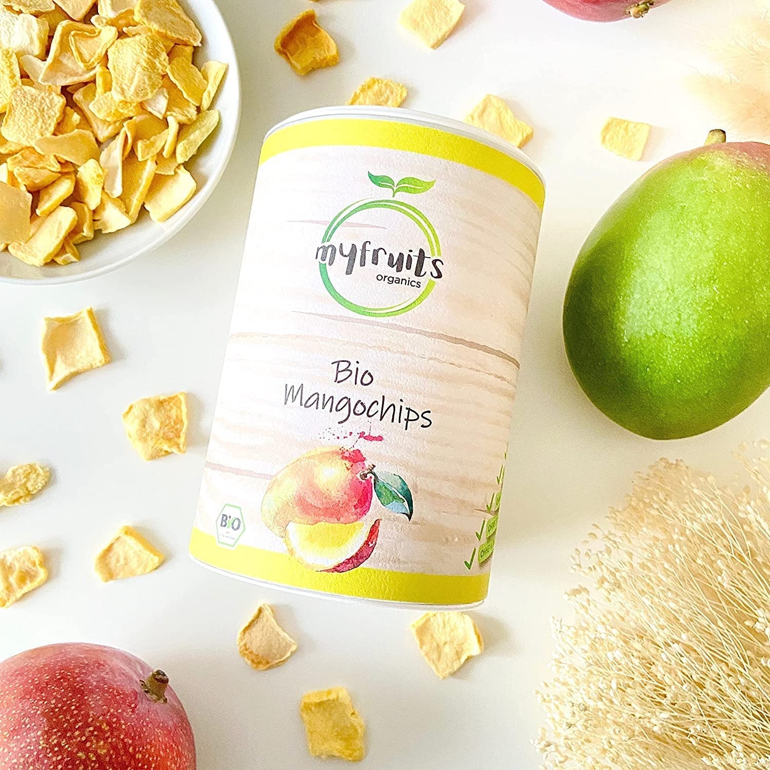 myfruits Bio-Mango, gefriergetrocknete Früchte, 300 g, Fruchtchips, ohne Zusatzstoffe, 100 % Mango, gefriergetrocknete und getrocknete Früchte für Müsli oder Snacks... Dehydrierte Produkte Naty Shop