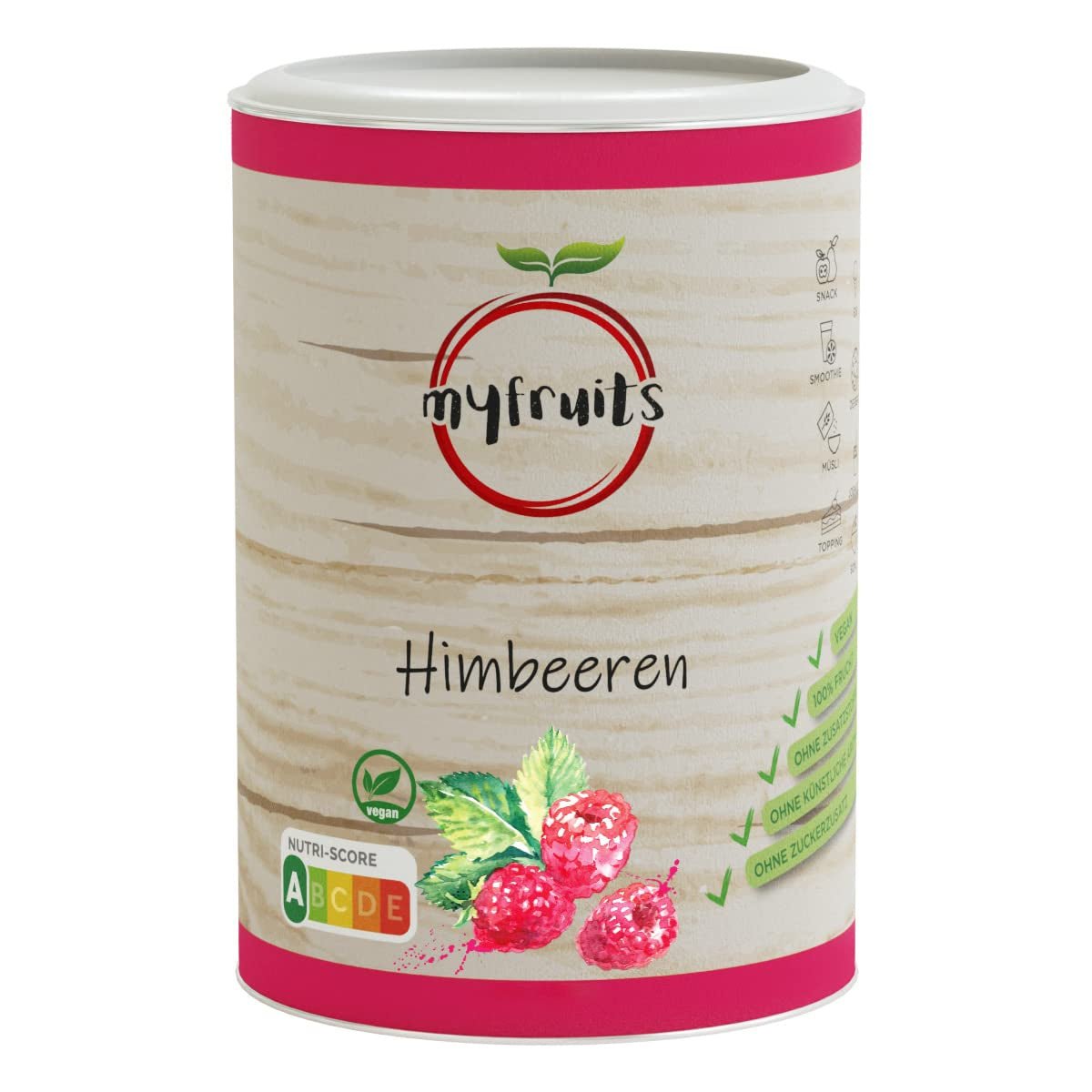 myfruits Himbeeren, gefriergetrocknet, 300g, ohne Zusatzstoffe, 100% getrocknete Himbeeren, gefriergetrocknete Früchte für Müsli oder als Snack... Dehydrierte Produkte Naty Shop 70 G (1 Packung)