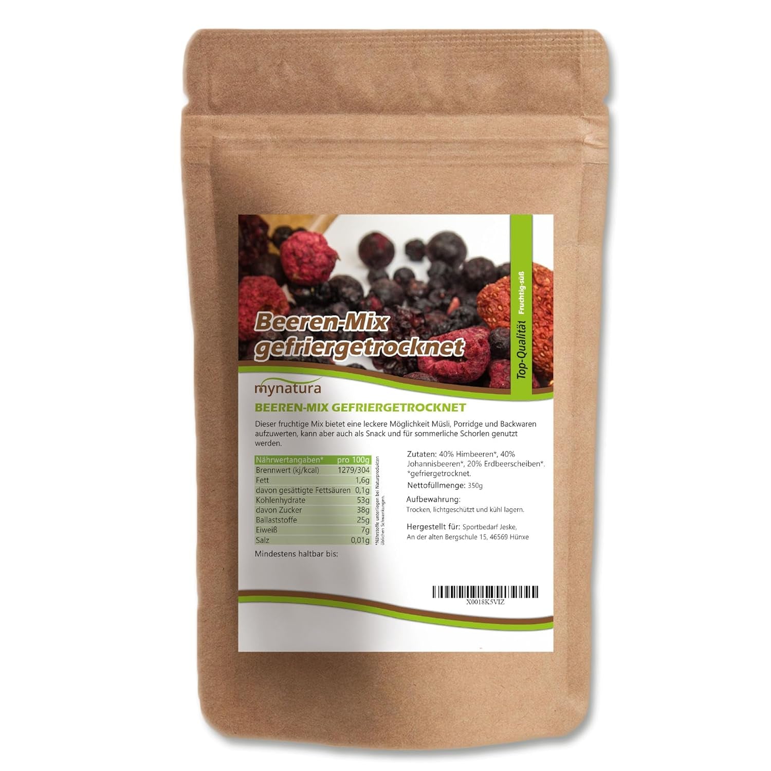 Mynatura Bunte Mischung aus gefriergetrockneten Beeren I Fruchtmischung I Himbeeren I Schwarze Johannisbeeren I Erdbeeren I Fruchtsnacks I Vegan I 350g Dehydrierte Produkte Naty Shop Standardtitel