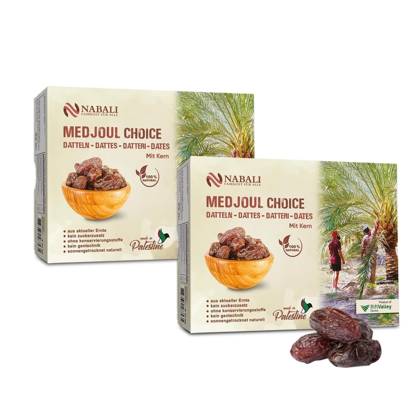 NABALI FAIRKOST FÜR ALLE Medjoul – Medjool Dates Choice I – 100 % natürlich aromatisch frisch orientalisch weich I süß wie Honig und karamellisiert I Herkunft: Palästina I (1x1KG) Dehydrierte Produkte Naty Shop 2 kg (1 Packung)