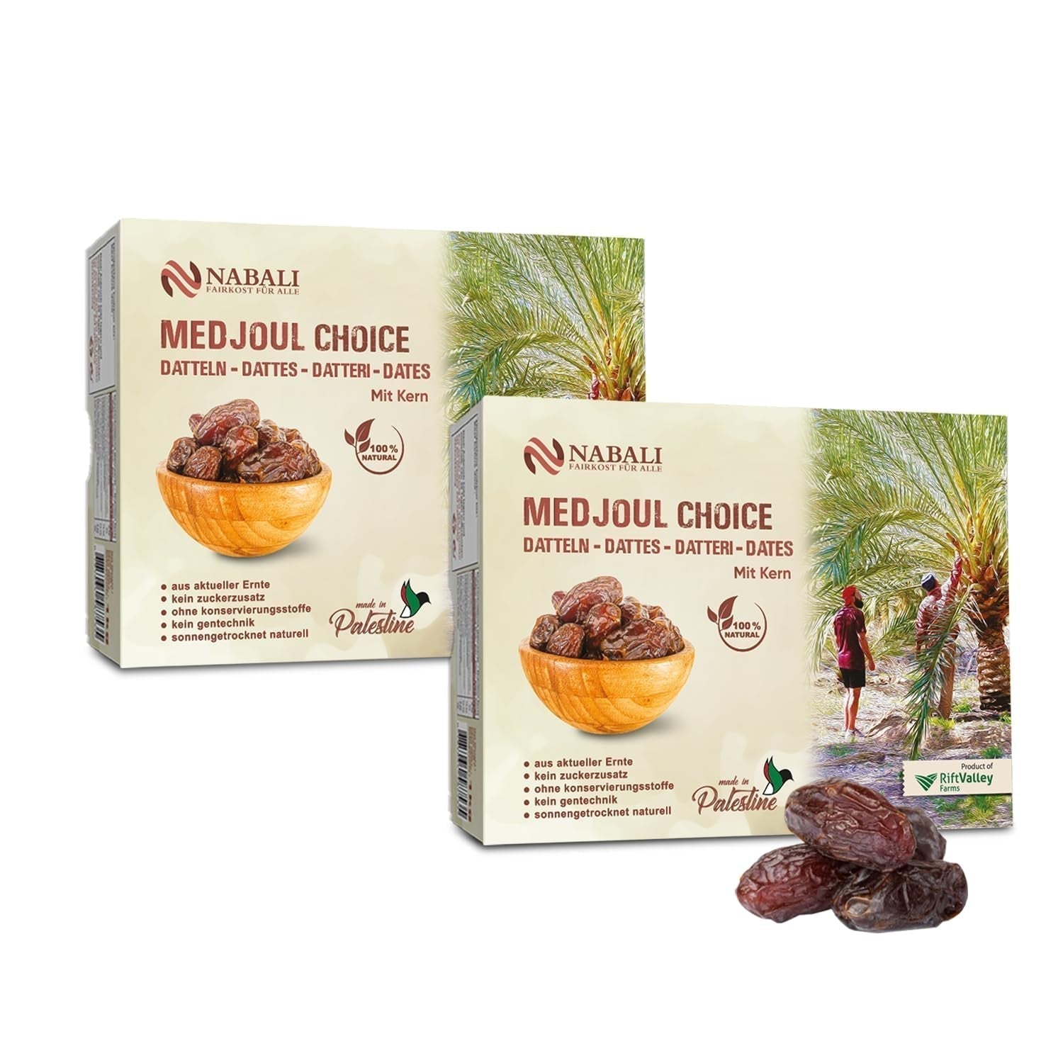 NABALI FAIRKOST FÜR ALLE Medjoul – Medjool Dates Choice I – 100 % natürlich aromatisch frisch orientalisch weich I süß wie Honig und karamellisiert I Herkunft: Palästina I (1x1KG) Dehydrierte Produkte Naty Shop 2 kg (1 Packung)