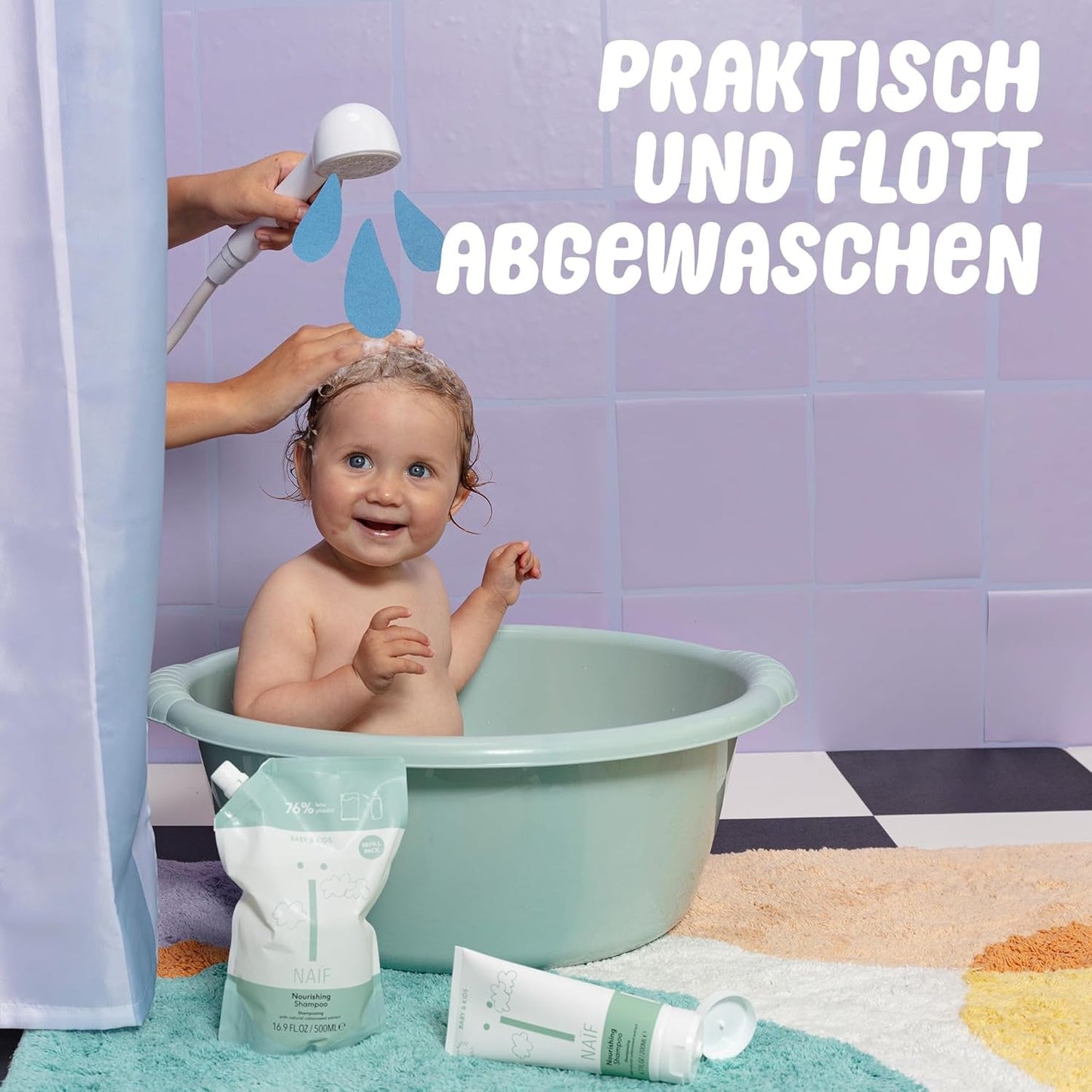 Naïf – Pflegeshampoo – für Babys und Kinder – Babyshampoo mit natürlichen Inhaltsstoffen – 100 % vegan – 0 % SLES – ohne Mikroplastik, Silikone und Parabene – 200 ml Kinder – Bade- und Hautpflege Naty Shop