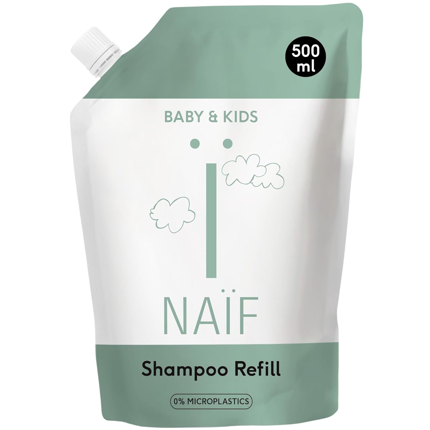 Naïf – Pflegeshampoo – für Babys und Kinder – Babyshampoo mit natürlichen Inhaltsstoffen – 100 % vegan – 0 % SLES – frei von Mikroplastik, Silikonen und Parabenen – 200 ml Kinder – Bade- und Hautpflege Naty Shop Recharge