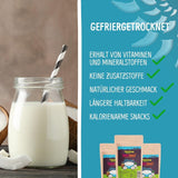 Gefriergetrocknete Kokosnuss: 50 g gefriergetrocknete Früchte – vegane Süßigkeiten, gesüßte Kokosnusswürfel – natürlich getrocknete Früchte von NutriPur. Dehydrierte Produkte Naty Shop