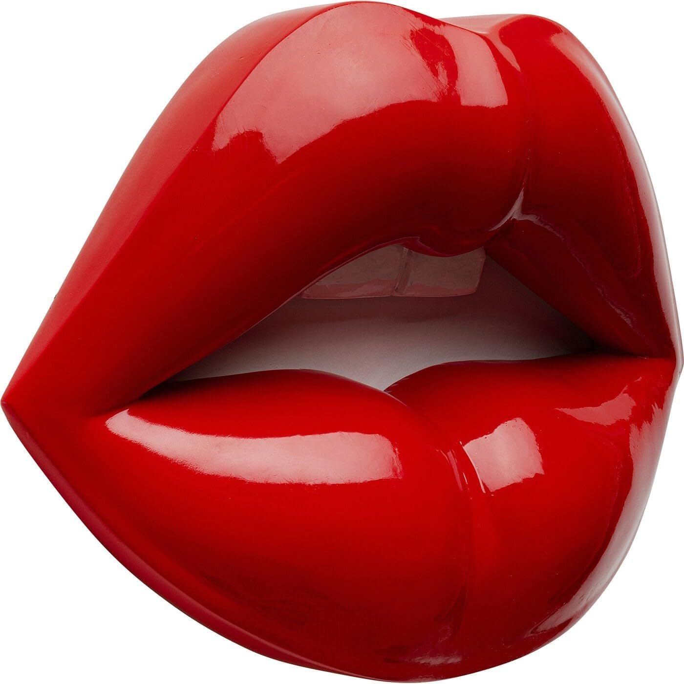 Lippen Wandobjekt, rot, modern, Dekoobjekt, Lippenmotiv, Raumdekoration, Regaldekoration, Accessoire, Wohnzimmer, Flur, Büro, Schlafzimmer, 30 x 23 x 8 cm (H/B/T) Statuetten und Skulpturen Naty Shop