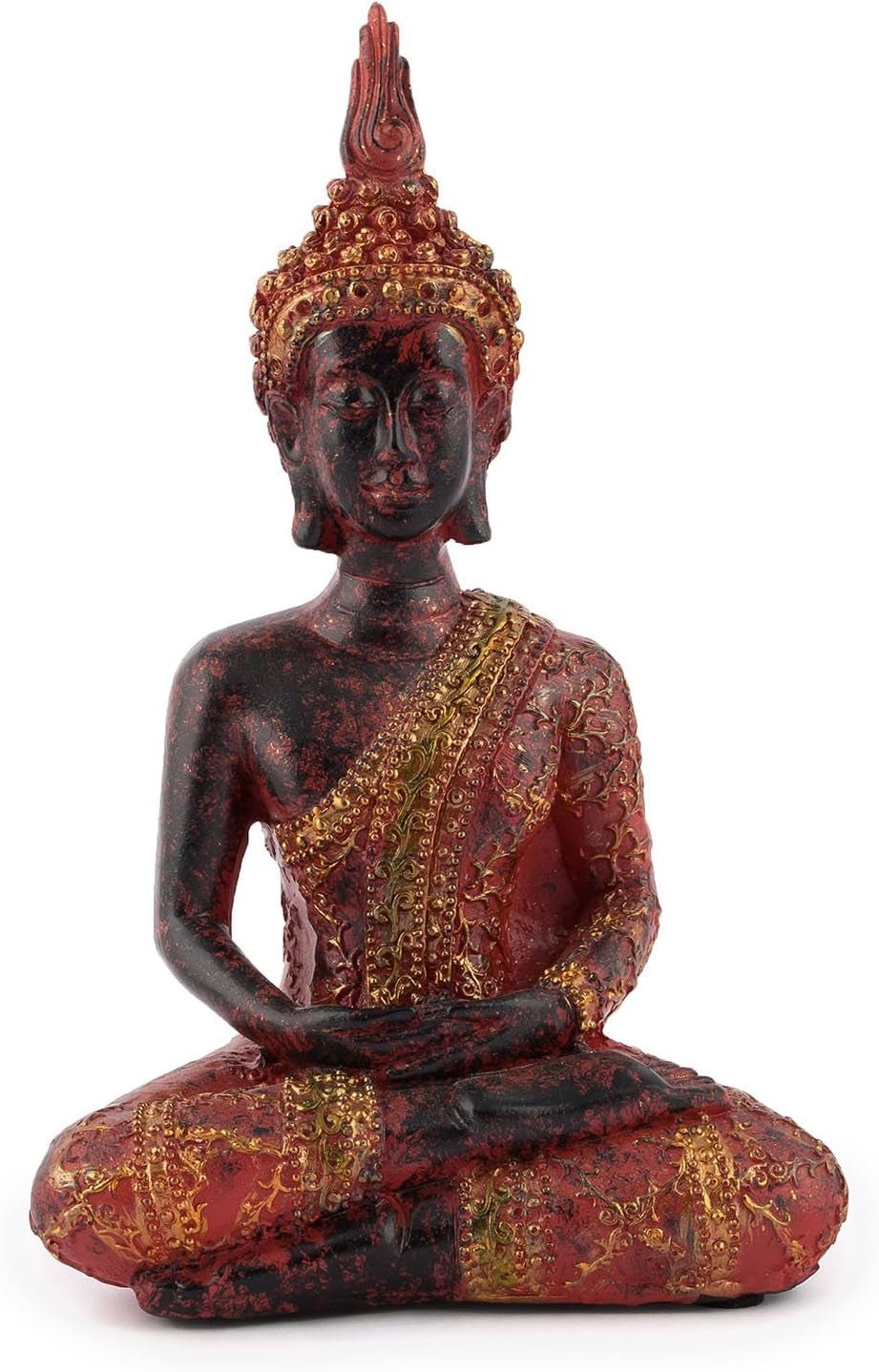 dekorativer Pajoma-Buddha, meditierend, Skulptur mit rot/goldenem Umhang Statuetten und Skulpturen Naty Shop Standardtitel