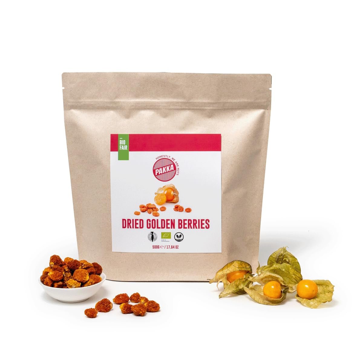 PAKKA Bio Fair Trade Physalis 1kg, getrockneter Bio- und Fairtrade-Sanddorn, ungesüßt, ungeschwefelt, direkt vom Produzenten in Kolumbien produziert und abgefüllt, vegan 1000g (1 Packung) Naty Shop Dehydrierte Produkte Variante 1: 500 G (1 Packung)