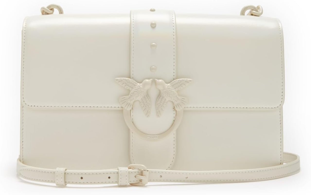 Pinko Ladies Love One Classic Cl Naplack Color Block Bag Damentaschen Naty Shop Z14B_Weiß + weißer Farbblock