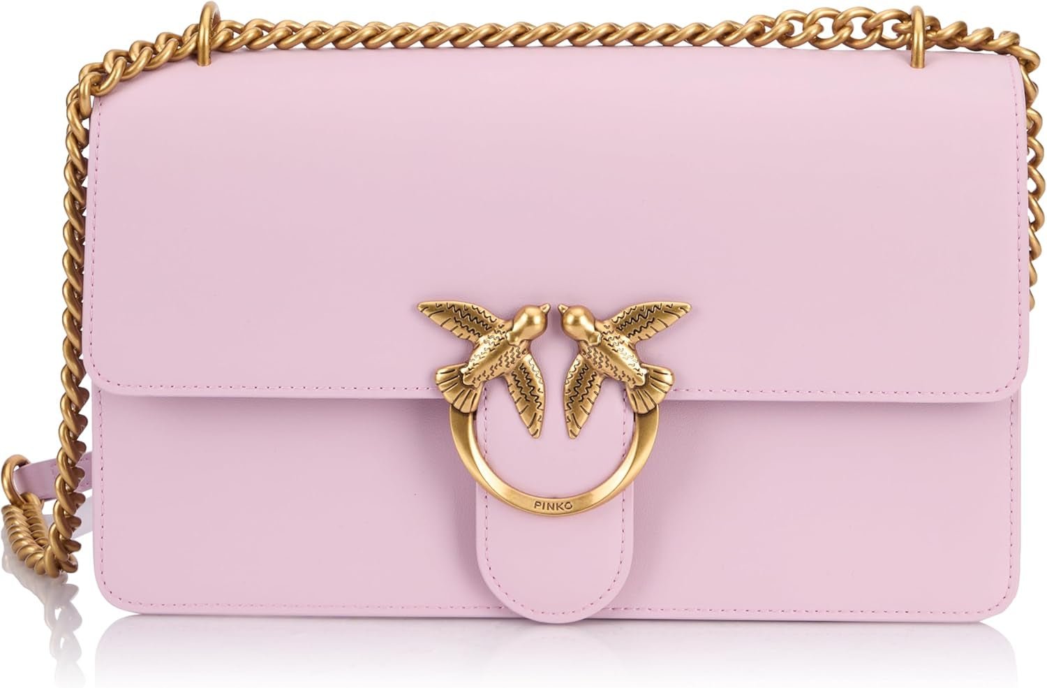 Pinko Love One Classic Dc Kalbsledertasche, wgq_lilac- Antique Gold Bags Damen Naty Shop Standardtitel