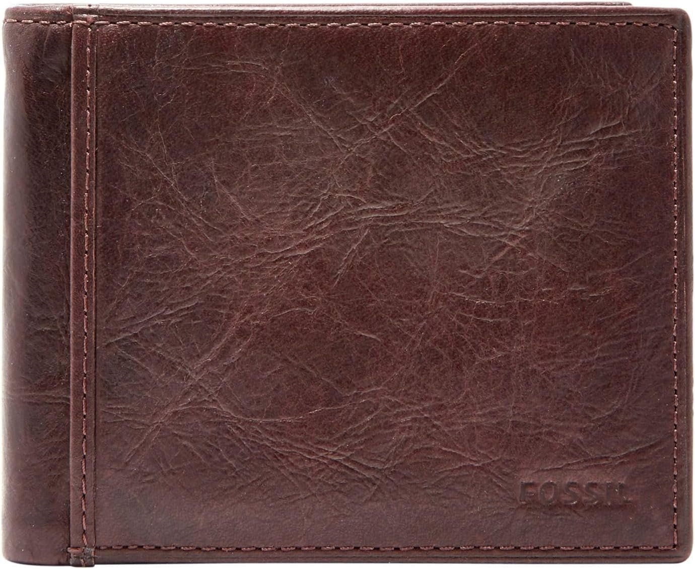 Fossil Herren-Geldbörse aus Ingram-Leder, faltbar, 11,43 cm L x 1,905 cm B x 8,89 cm H, Herren-Geldbörse Naty Shop, Braun