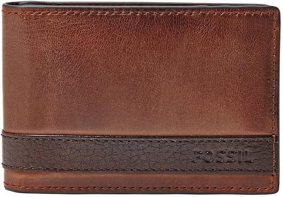 Fossil Herren-Geldbörse „Quinn“ aus Leder, 10 cm L x 1,5 cm B x 7 cm H. Herren-Geldbörse Naty Shop