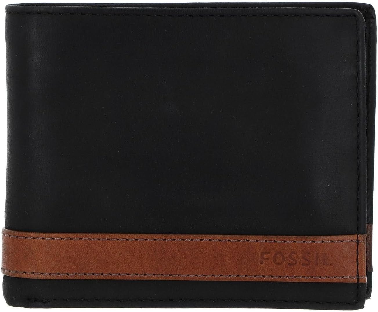 Fossil Herren-Geldbörse Quinn aus Leder, faltbar, 11,43 cm L x 2,54 cm B x 9,525 cm H, Herren-Geldbörse Naty Shop, Schwarz