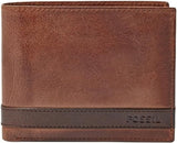 Fossil Herren-Geldbörse Quinn aus Leder, faltbar, 11,43 cm L x 2,54 cm B x 9,525 cm H, Herren-Geldbörse Naty Shop, Braun