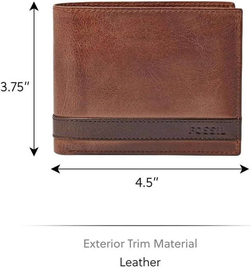Fossil Herren-Geldbörse „Quinn“ aus Leder, 11,43 cm L x 2,54 cm B x 9,525 cm H. Herren-Geldbörse Naty Shop