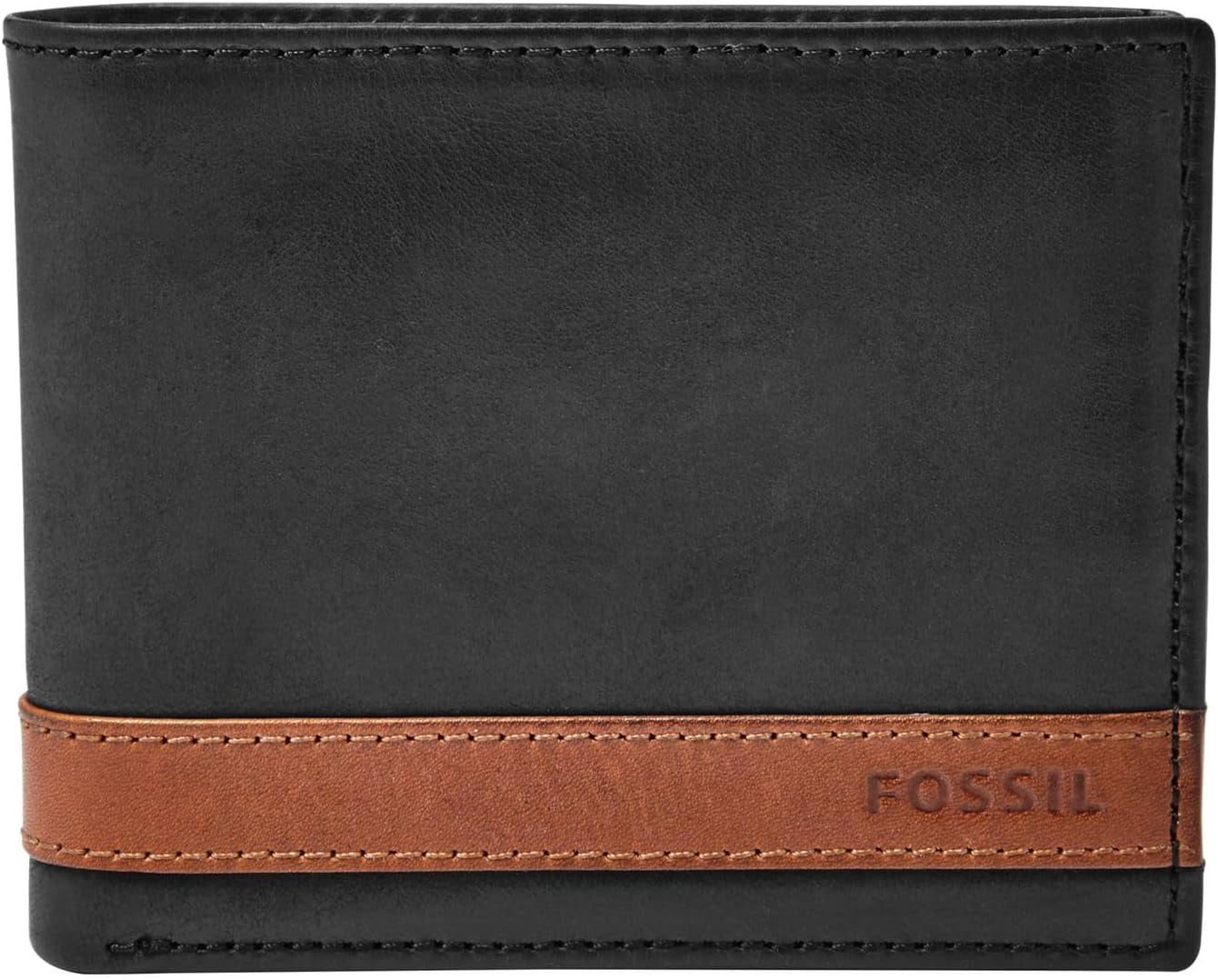 Fossil Herren-Geldbörse Quinn aus Leder, faltbar, 11,5 cm L x 2 cm B x 9 cm H. Naty Shop Herren-Geldbörse, Schwarz, 11,43 cm L x 1,91 cm B x 8,89 cm H