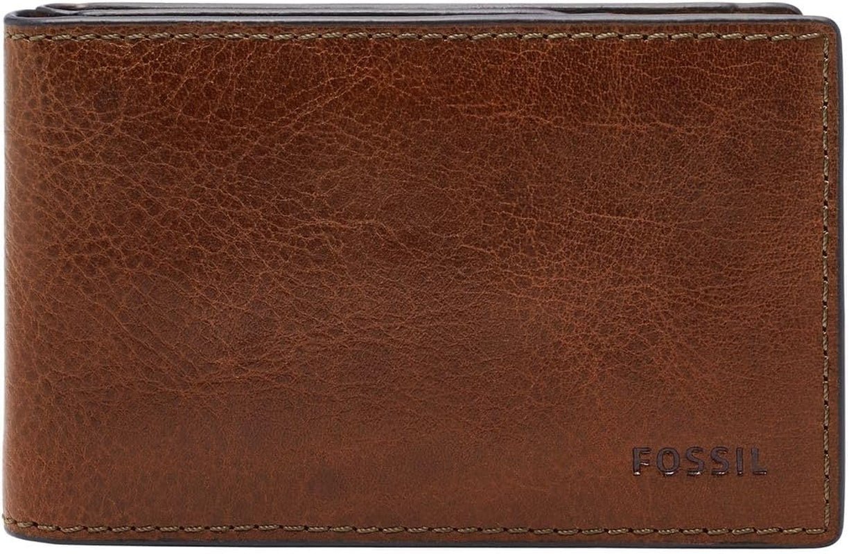 Fossil Andrew Bifold-Geldbörse aus Leder für Herren, 11,5 cm L x 1,9 cm B x 7,7 cm H, Herren-Geldbörse, Naty Shop, Braun