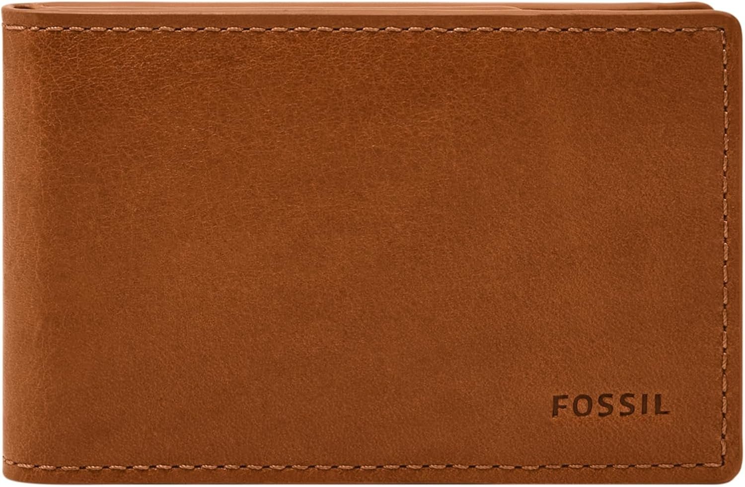 Fossil Andrew Bifold-Geldbörse aus Leder für Herren, 11,5 cm L x 1,9 cm B x 7,7 cm H. Herren-Geldbörse Naty Shop Saddle
