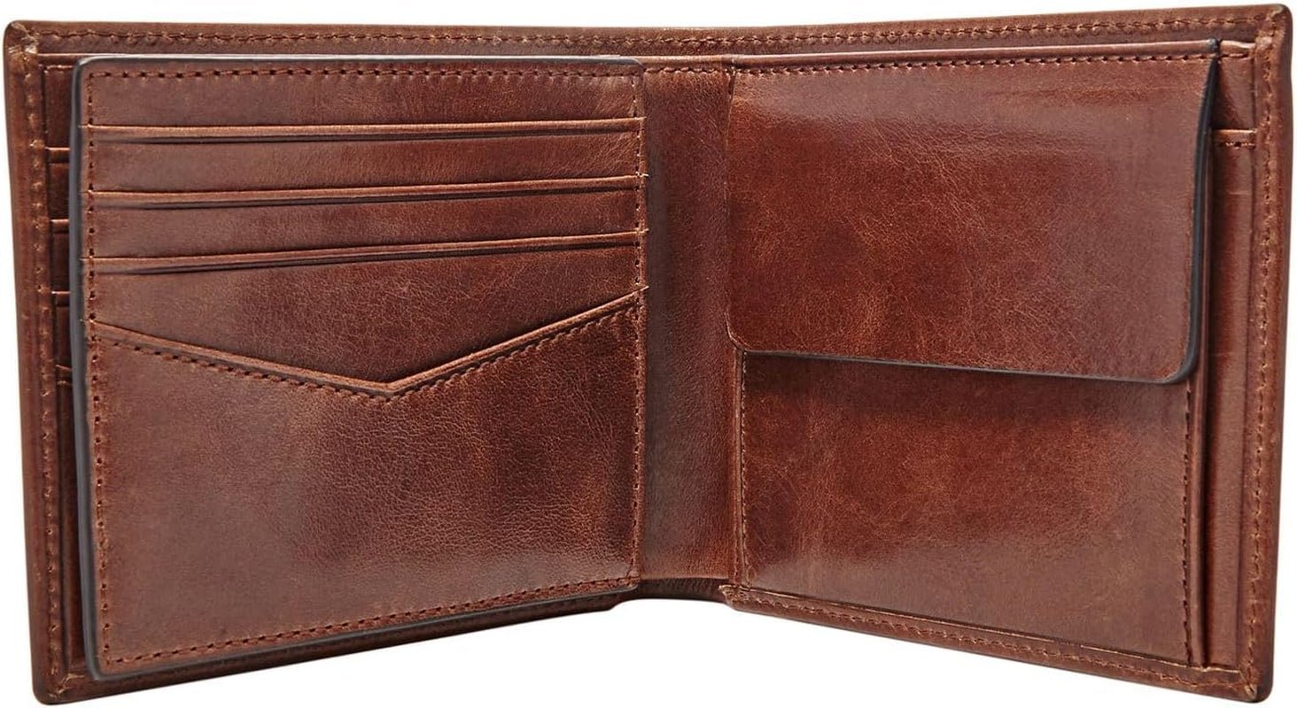 Fossil Ryan Herren-Geldbörse aus Leder, faltbar, 11,43 cm L x 2,54 cm B x 9,525 cm H. Herren-Geldbörse Naty Shop