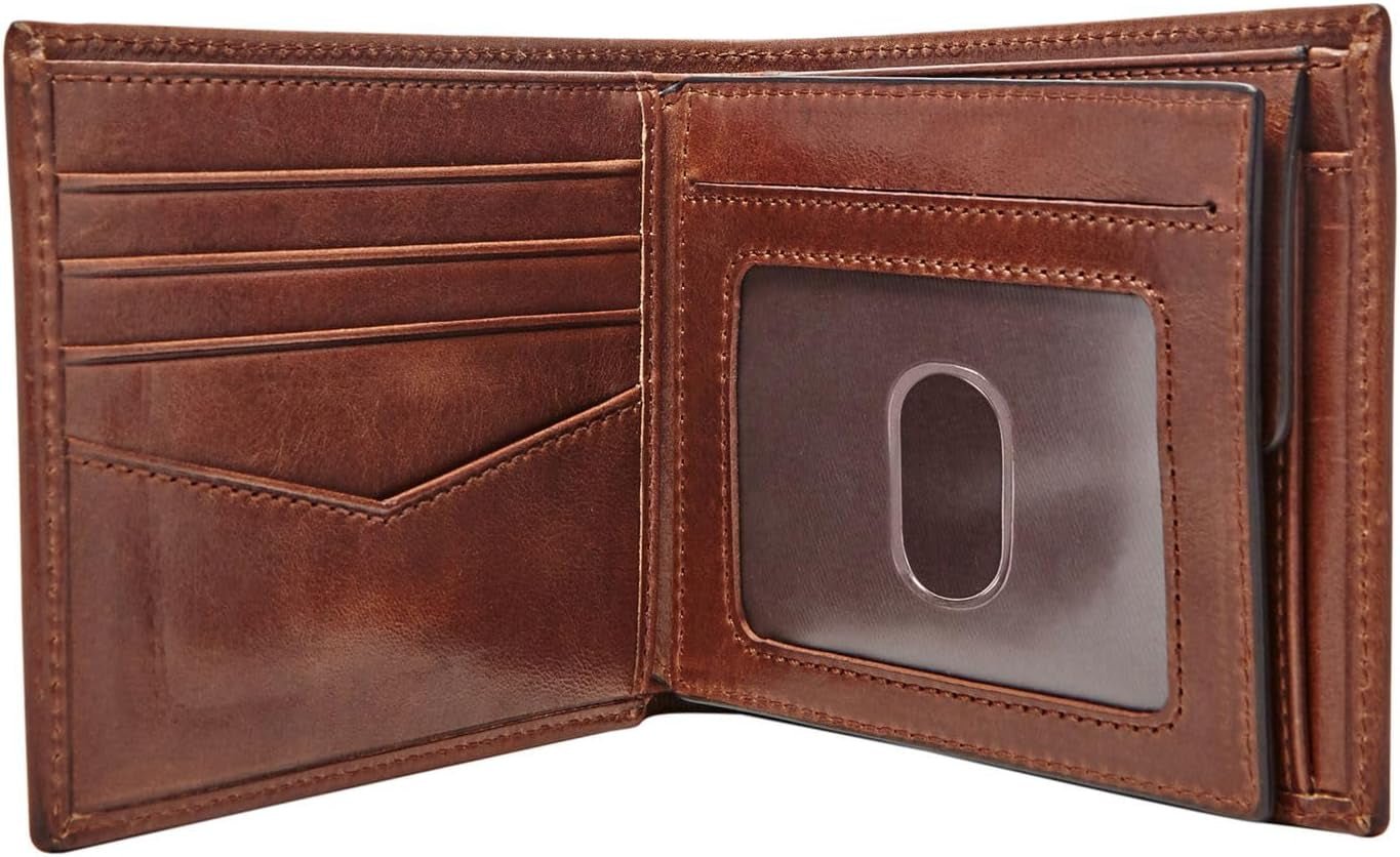 Fossil Ryan Herren-Geldbörse aus Leder, faltbar, 11,43 cm L x 2,54 cm B x 9,525 cm H. Herren-Geldbörse Naty Shop