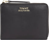 Damenbrieftasche Tommy Hilfiger HILFIGER LEATHER MED ZA, schwarz (Schwarz), OS Damenbrieftasche Naty Shop Standardtitel