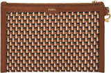 Fossil Damen-Geldbörse aus Leder oder Polyester, Damen-Geldbörse Naty Shop, Braun und Gold