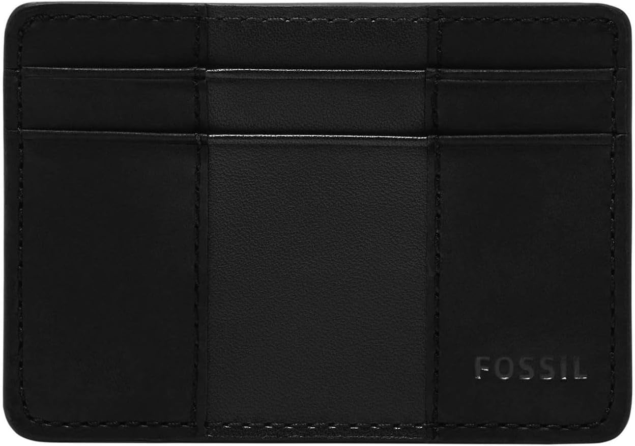 Fossil Everett-Geldbörse für Herren, Leder/PVC, mittelbraun, Kartenhalter, 10,2 cm L x 0,6 cm B x 7,0 cm H, ML4398210 Naty Shop Herren-Geldbörse Schwarz