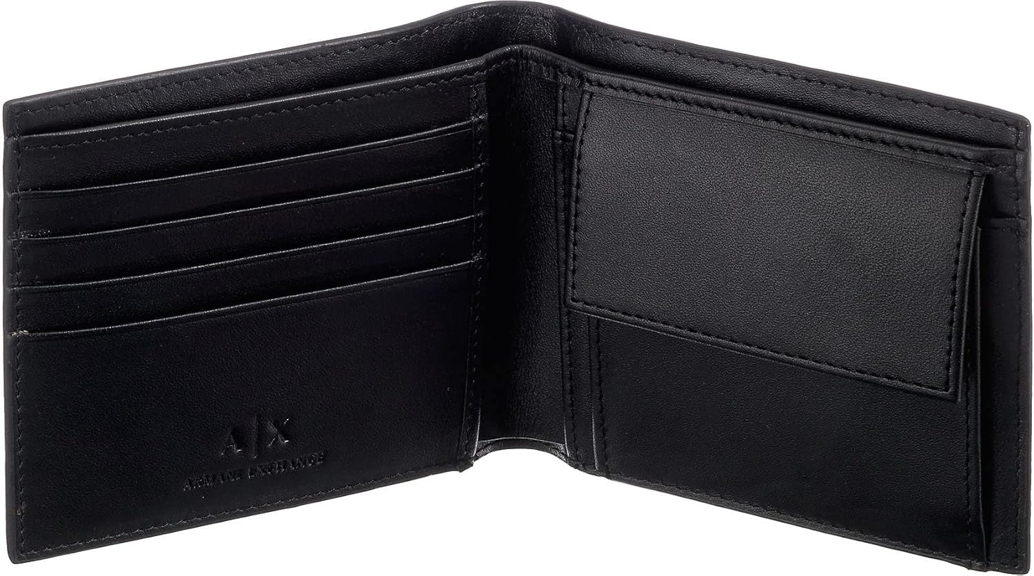 Armani Exchange Herren-Essential-Geldbörse, einfacher Logo-Druck, schwarze Herren-Geldbörse, Naty Shop