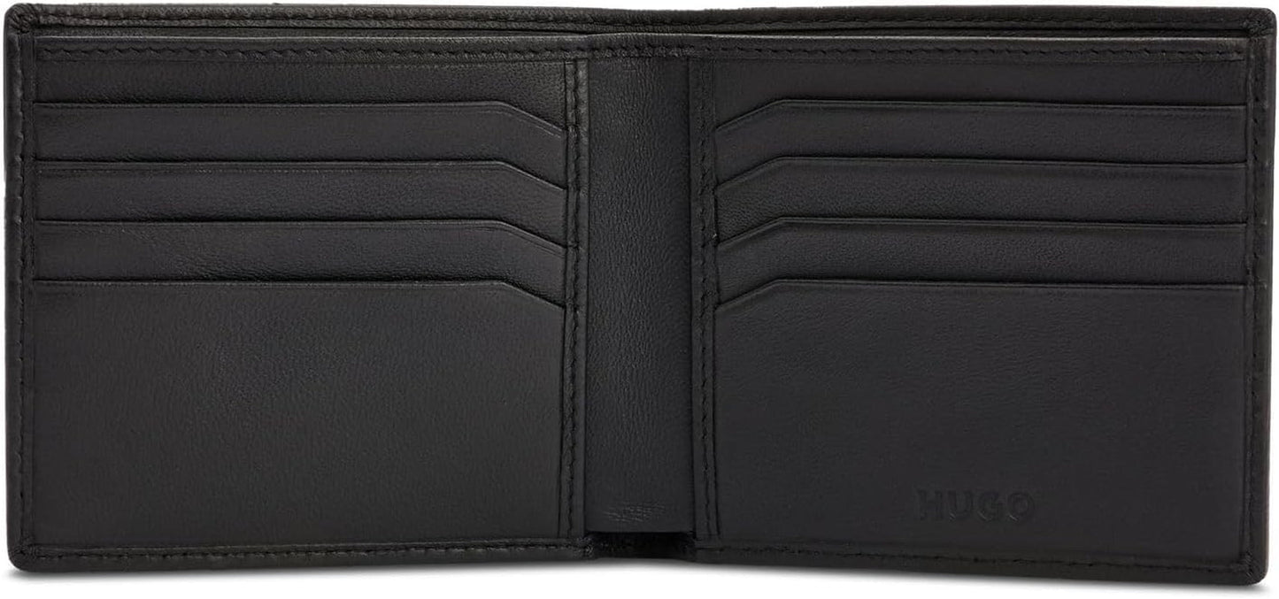 HUGO Herren-Geldbörse Tibby 8cc aus Nappaleder mit schwarzem Logo-Stck. Herren-Geldbörse Naty Shop