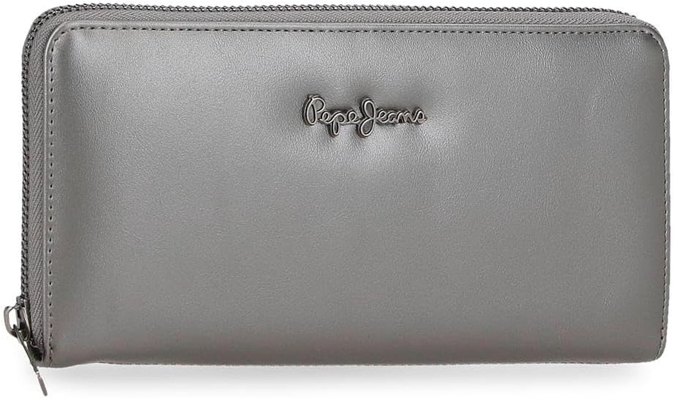 Pepe Jeans Ruby Portemonnaie, Geldbeutel, Portemonnaie, aus Polyester mit Kunstlederdetails. Fächer, Reißverschlüsse. Von Joumma Bags Damenbrieftasche Naty Shop Anthrazit Ruby Wallet