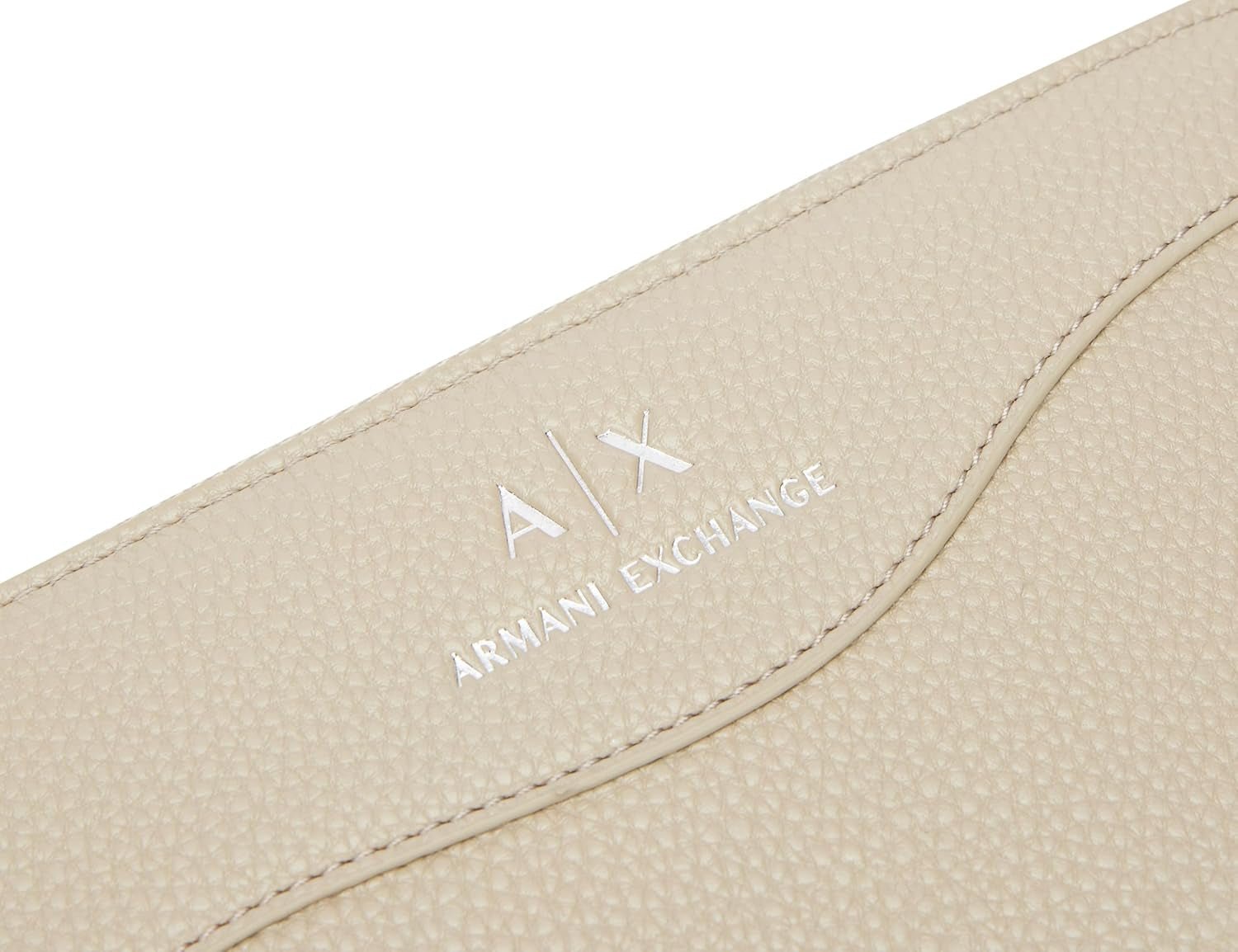 Damen-Geldbörse „Essential Wave Pisco Silver“ mit bedrucktem Logo, dreifach faltbar, Damen-Geldbörse von Armani Exchange, Naty Shop