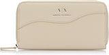 Armani Exchange Damen-Geldbörse Essential Wave Pisco Silver mit bedrucktem Logo, dreifach gefaltete Geldbörse Naty Shop Damenbrieftasche Standardtitel