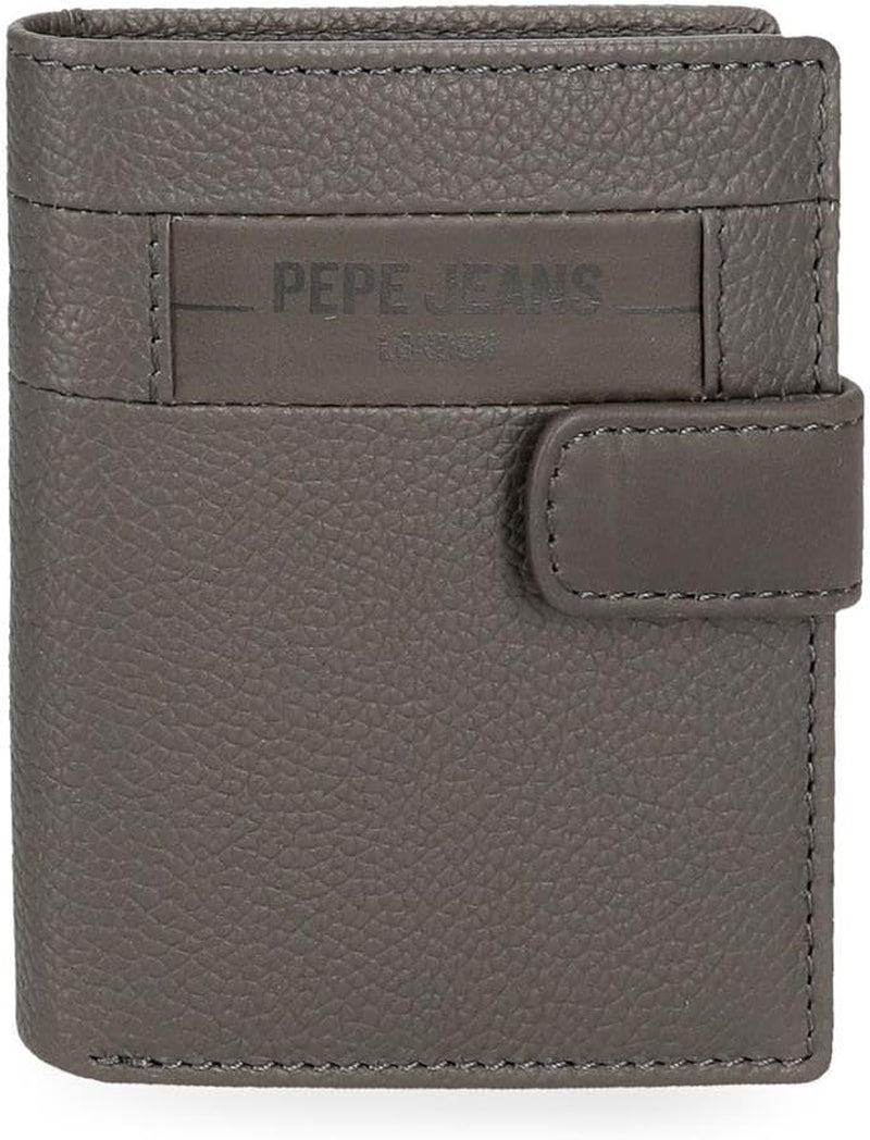 Pepe Jeans Checkbox Schwarz Braun Blau Grau Rindsleder-Geldbörsen und Geldbörsen Herren-Geldbörse Naty Shop Graue Click-Geldbörse