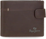 Pepe Jeans Staple Geldbörsen und Geldbörsen aus Rindsleder, Schwarz, Braun, Marineblau, verschiedene Größen Herrenbrieftasche Naty Shop Braune vertikale Geldbörse