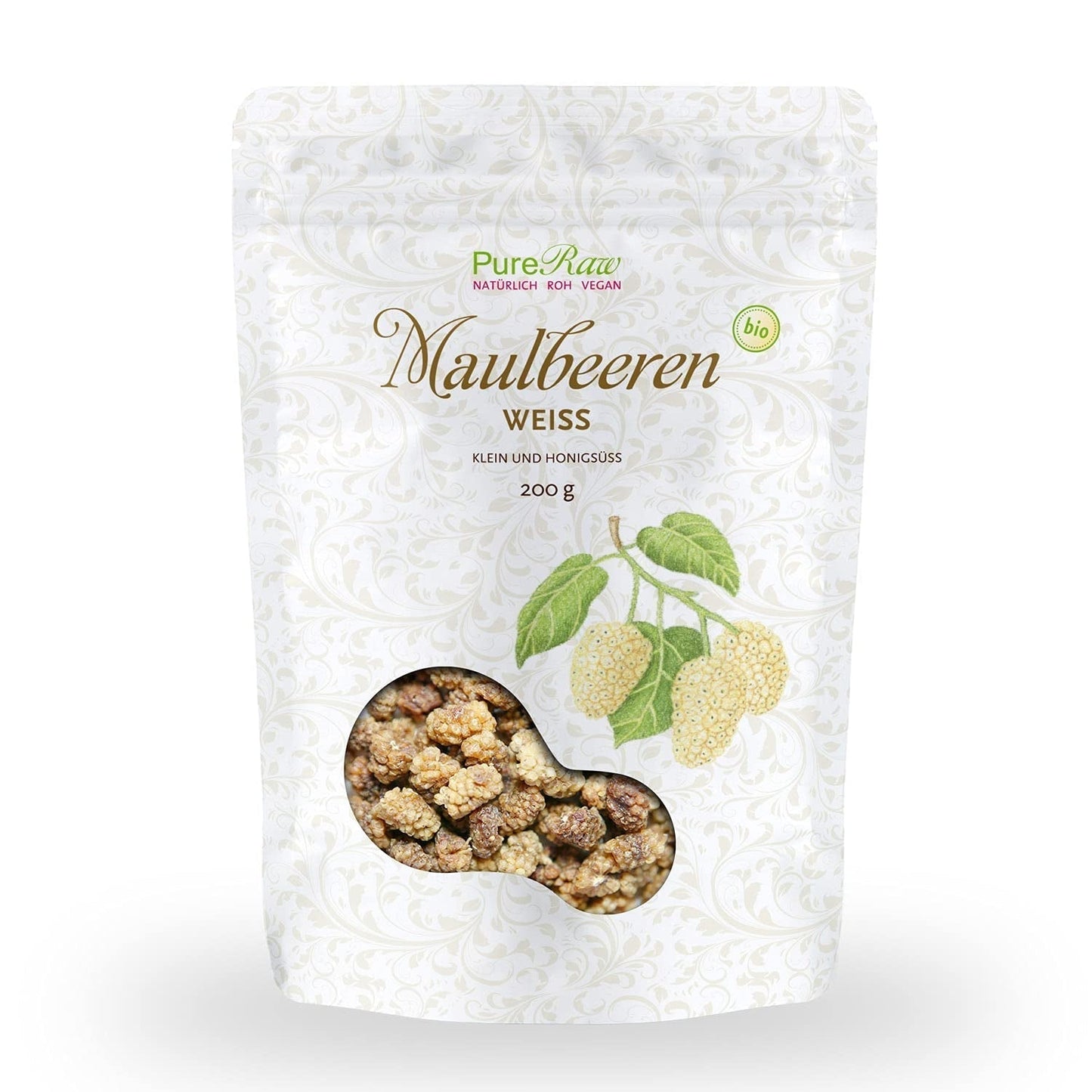 Premium Bio getrocknete (roh-vegane) weiße Maulbeeren Morus Alba Maulbeerfrucht – Trockenfrüchte ohne Zuckerzusatz aus der Türkei – Bio rohe weiße Maulbeeren Trockenfrüchte | PureRaw 200g Dehydrierte Produkte Naty Shop 200G (1 Packung) Brombeeren