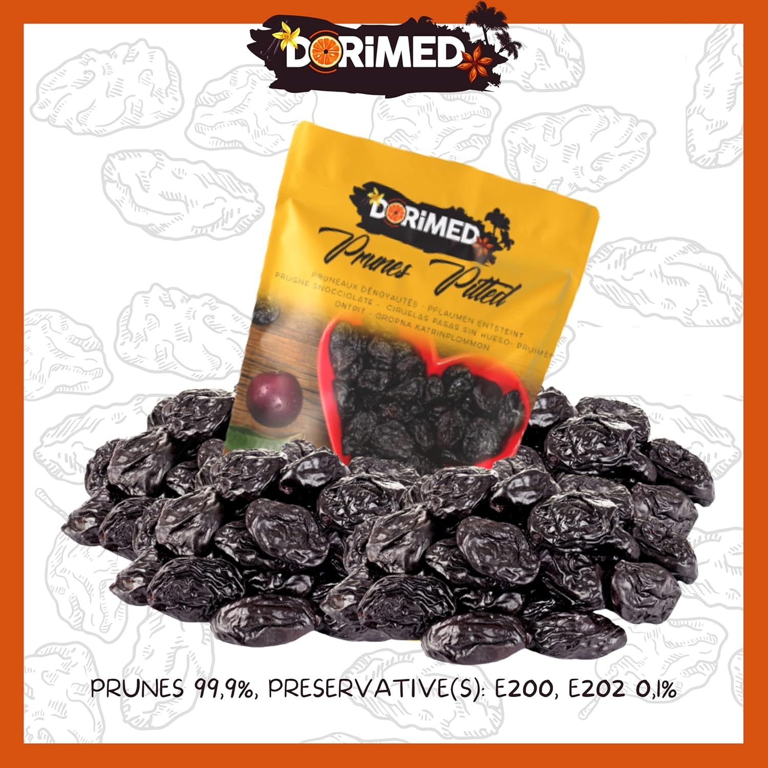 Pflaumen 1 kg | Steinlose Pflaumen aus Agen | Zart, weich, lecker und saftig | Ganze, große, ungesüßte Trockenfrüchte | Reich an Ballaststoffen und natürlichen Antioxidantien. Dehydrierte Produkte von Naty Shop