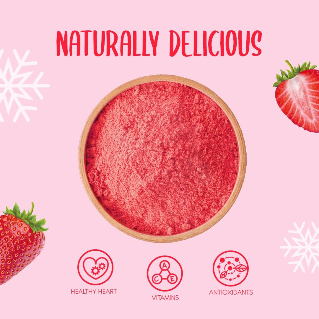Gefriergetrocknetes Erdbeerpulver 250g – Gefriergetrocknetes Fruchtpulver – Gefriergetrocknetes Erdbeerpulver zum Backen, Smoothie und Müsli – 100 % natürliches Erdbeerpulver ohne Zusatzstoffe. Dehydrierte Produkte Naty Shop