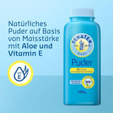 Natürliches Puder für Babys Penaten mit Aloe und Vitamin E (1x 100g) – Schützt empfindliche Haut, nimmt Feuchtigkeit auf und hält die Haut trocken – Dermatologisch bestätigt – 99 % Inhaltsstoffe natürlichen Ursprungs Kinder – Bade- und Hautpflege Naty Shop